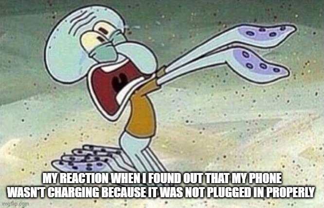 so annoying! | MY REACTION WHEN I FOUND OUT THAT MY PHONE WASN'T CHARGING BECAUSE IT WAS NOT PLUGGED IN PROPERLY | image tagged in phone | made w/ Imgflip meme maker