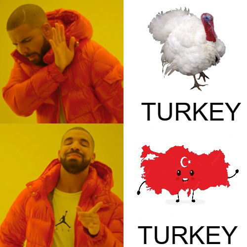 I WANT SOMETHING FOR THANKSGIVING THAT GIVES! | TURKEY; TURKEY | image tagged in memes,drake hotline bling | made w/ Imgflip meme maker