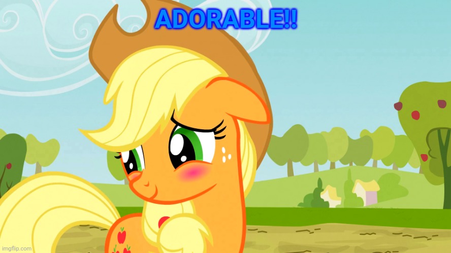 Blushed Applejack (MLP) | ADORABLE!! | image tagged in blushed applejack mlp | made w/ Imgflip meme maker