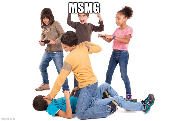 Kids fighting | MSMG | image tagged in kids fighting | made w/ Imgflip meme maker