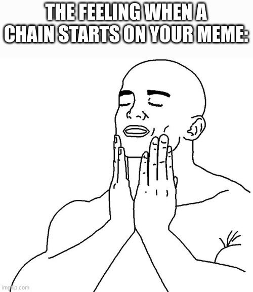 Sanctification at it's finest | THE FEELING WHEN A CHAIN STARTS ON YOUR MEME: | image tagged in satisfaction | made w/ Imgflip meme maker