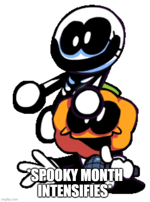 Pump And Skid (Friday Night Funkin) | *SPOOKY MONTH INTENSIFIES* | image tagged in pump and skid friday night funkin | made w/ Imgflip meme maker