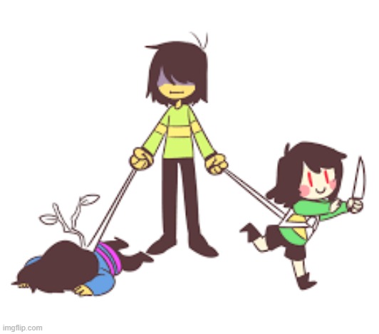 I made this thing... it's obviously bad | image tagged in kris,frisk,chara | made w/ Imgflip meme maker
