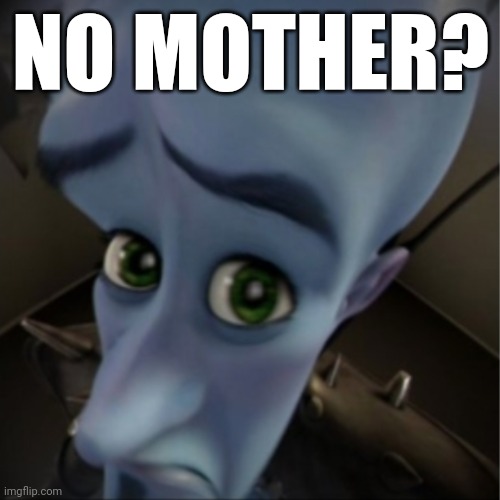 Megamind peeking | NO MOTHER? | image tagged in megamind peeking | made w/ Imgflip meme maker