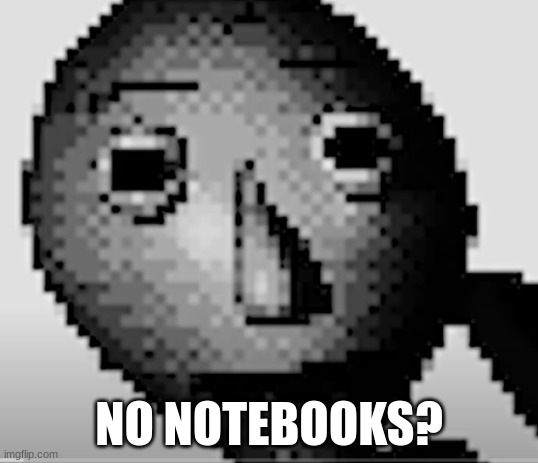No Notebooks? | NO NOTEBOOKS? | image tagged in baldi,no notebooks,no bitches | made w/ Imgflip meme maker