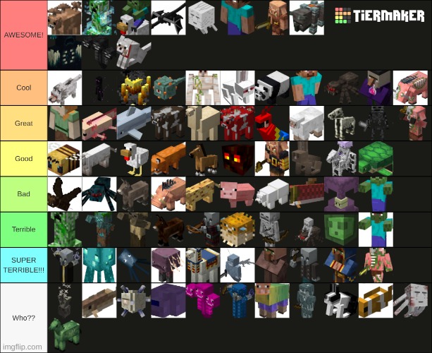 Who agrees with me, | image tagged in minecraft,agree,funny,funny memes,memes,tier list | made w/ Imgflip meme maker
