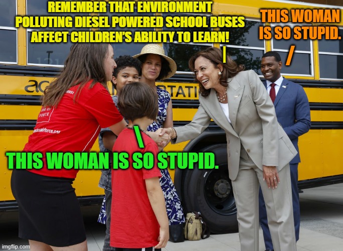 Yep. | REMEMBER THAT ENVIRONMENT POLLUTING DIESEL POWERED SCHOOL BUSES AFFECT CHILDREN’S ABILITY TO LEARN! THIS WOMAN IS SO STUPID. /; |; \; THIS WOMAN IS SO STUPID. | image tagged in yep | made w/ Imgflip meme maker