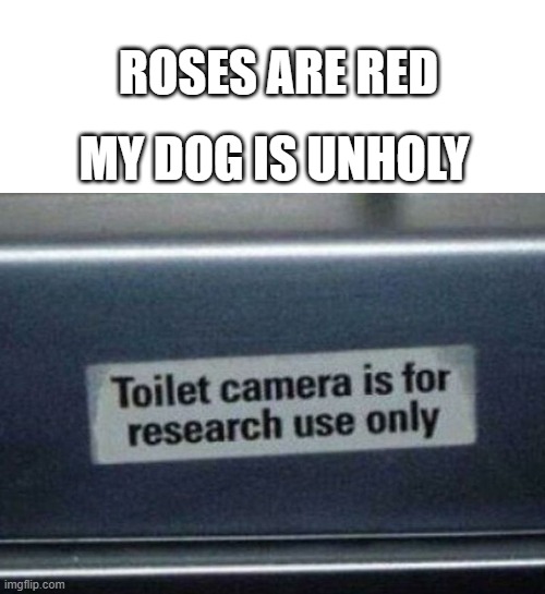 cruel companies pt.3 | ROSES ARE RED; MY DOG IS UNHOLY | image tagged in blank white template | made w/ Imgflip meme maker