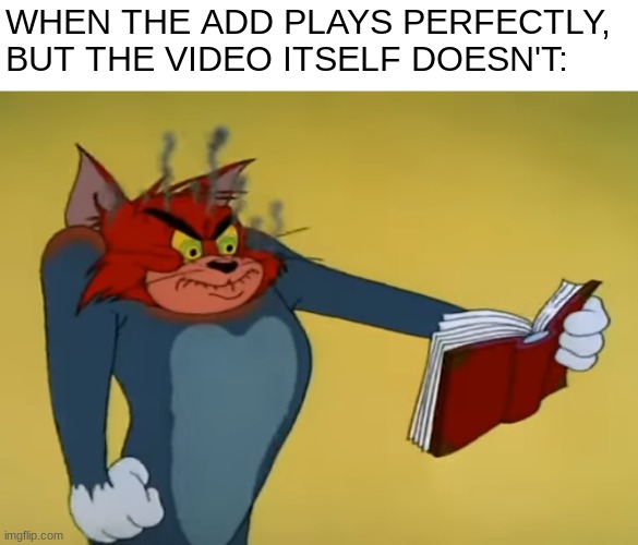 i hate it when this happens | WHEN THE ADD PLAYS PERFECTLY, BUT THE VIDEO ITSELF DOESN'T: | image tagged in angry tom,relatable,funni | made w/ Imgflip meme maker