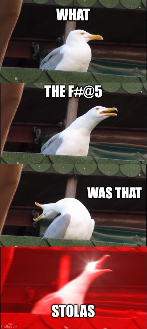 Inhaling Seagull | WHAT; THE F#@5; WAS THAT; STOLAS | image tagged in memes,inhaling seagull | made w/ Imgflip meme maker