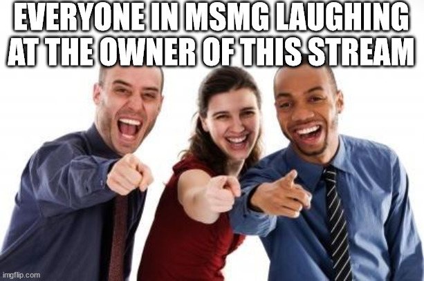 OMG PLZ PRIASE ME I'M 12 AND I NEED ATTENTION ON IMGFLIP OMG I'M EDGY!!11!1!1 | EVERYONE IN MSMG LAUGHING AT THE OWNER OF THIS STREAM | image tagged in pointing and laughing | made w/ Imgflip meme maker