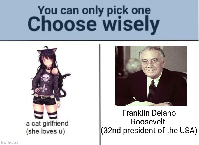 Choose wisely | Franklin Delano Roosevelt 
(32nd president of the USA) | image tagged in choose wisely | made w/ Imgflip meme maker