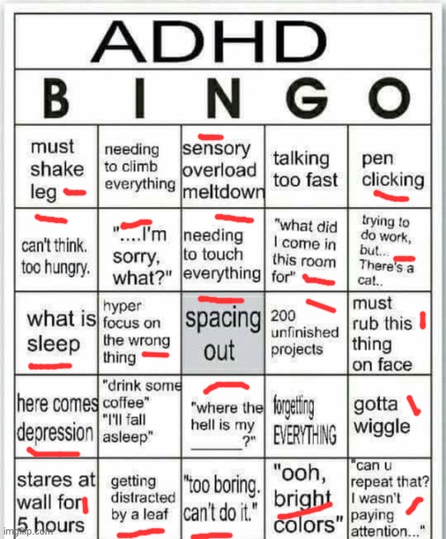 4 bingos | image tagged in adhd bingo | made w/ Imgflip meme maker