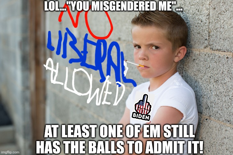 LOL..."YOU MISGENDERED ME"... AT LEAST ONE OF EM STILL HAS THE BALLS TO ADMIT IT! | made w/ Imgflip meme maker