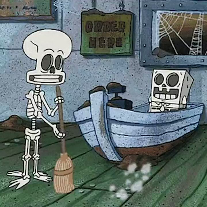 SpongeBob and Squidward skeletons Blank Meme Template