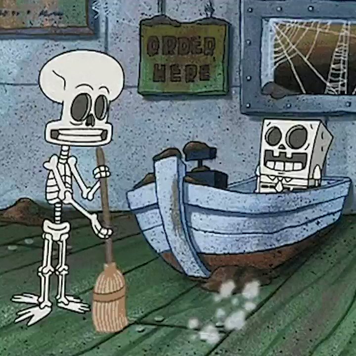 High Quality SpongeBob and Squidward skeletons Blank Meme Template