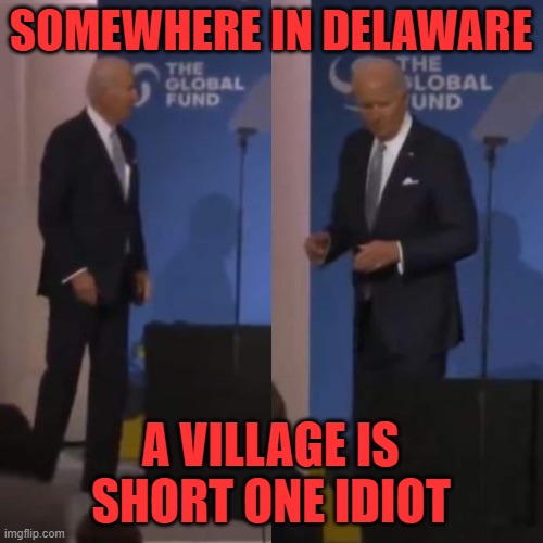 FJB lost again | SOMEWHERE IN DELAWARE A VILLAGE IS SHORT ONE IDIOT | image tagged in fjb lost again | made w/ Imgflip meme maker