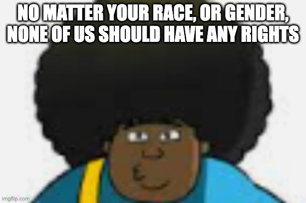 le goofy | NO MATTER YOUR RACE, OR GENDER, NONE OF US SHOULD HAVE ANY RIGHTS | image tagged in le goofy | made w/ Imgflip meme maker