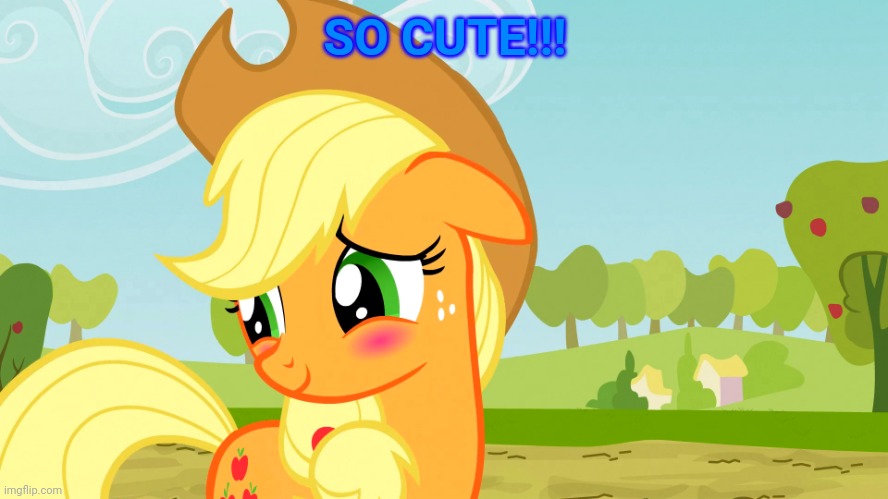Blushed Applejack (MLP) | SO CUTE!!! | image tagged in blushed applejack mlp | made w/ Imgflip meme maker