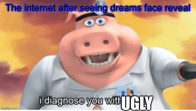 ok. | The internet after seeing dreams face reveal; UGLY | image tagged in i diagnose you with dead | made w/ Imgflip meme maker