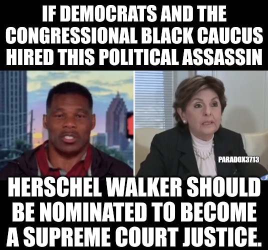 Herschel Walker should give Judge Kavanaugh a call. |  IF DEMOCRATS AND THE CONGRESSIONAL BLACK CAUCUS HIRED THIS POLITICAL ASSASSIN; PARADOX3713; HERSCHEL WALKER SHOULD BE NOMINATED TO BECOME A SUPREME COURT JUSTICE. | image tagged in memes,politics,democrats,republicans,black lives matter,scotus | made w/ Imgflip meme maker