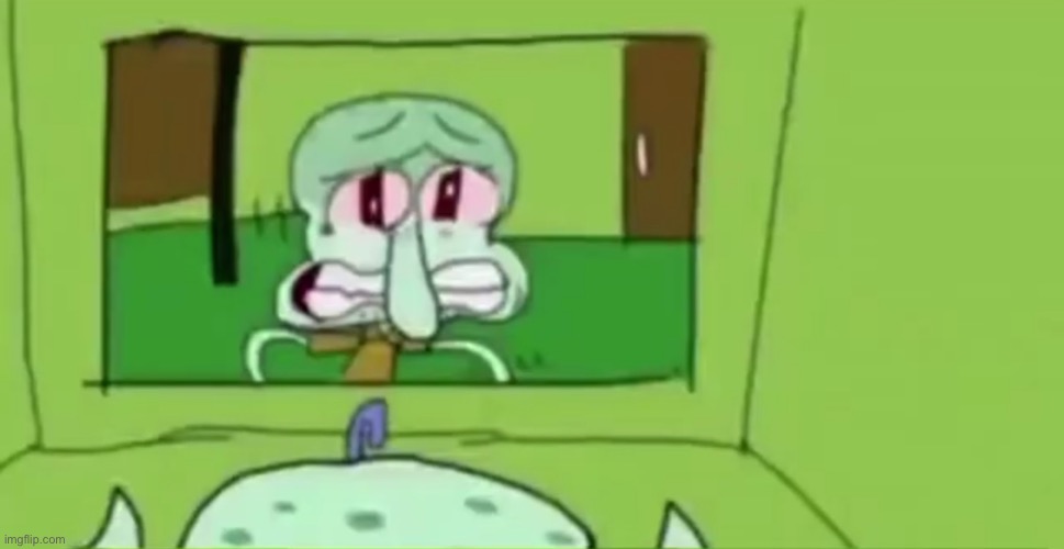 Squidward crying in the bathroom | image tagged in squidward crying in the bathroom | made w/ Imgflip meme maker