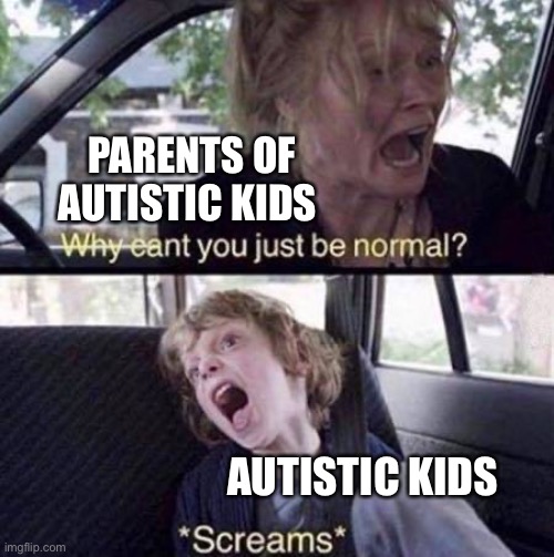 Why Can't You Just Be Normal | PARENTS OF AUTISTIC KIDS; AUTISTIC KIDS | image tagged in why can't you just be normal | made w/ Imgflip meme maker