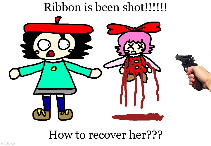 Adeleine see Ribbon died from getting shot | image tagged in kirby,gore,comics/cartoons,funny,cute,fanart | made w/ Imgflip meme maker