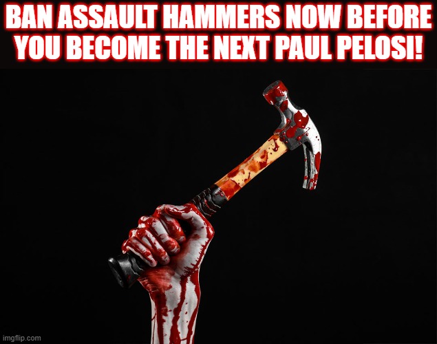 BAN ASSAULT HAMMERS NOW BEFORE YOU BECOME THE NEXT PAUL PELOSI! | made w/ Imgflip meme maker