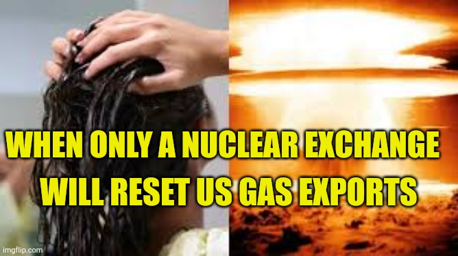 Liberals are Demented | WHEN ONLY A NUCLEAR EXCHANGE; WILL RESET US GAS EXPORTS | image tagged in the great reset,nuclear war,evilmandoevil,liberal logic,fakenews,propaganda | made w/ Imgflip meme maker