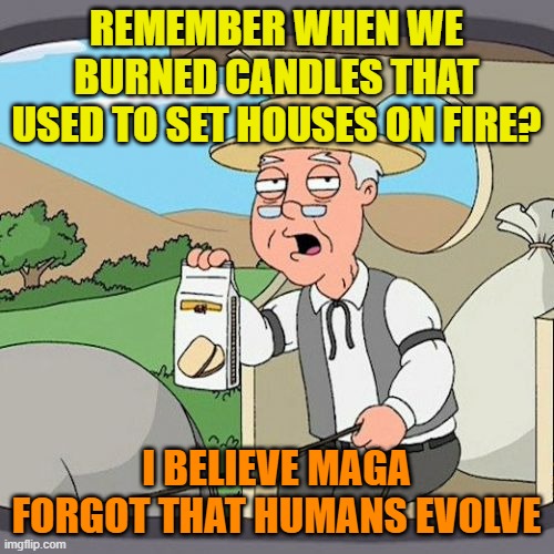 Pepperidge Farm Remembers Meme | REMEMBER WHEN WE BURNED CANDLES THAT USED TO SET HOUSES ON FIRE? I BELIEVE MAGA FORGOT THAT HUMANS EVOLVE | image tagged in memes,pepperidge farm remembers | made w/ Imgflip meme maker