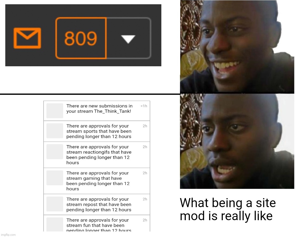 Disappointed Black Guy | What being a site mod is really like | image tagged in disappointed black guy | made w/ Imgflip meme maker