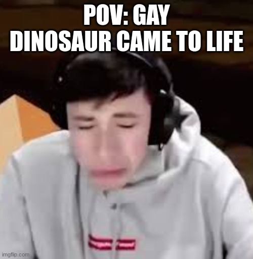 gorg |  POV: GAY DINOSAUR CAME TO LIFE | image tagged in dream,dreamsmp,george,georgenotfound,george not found,dream smp | made w/ Imgflip meme maker