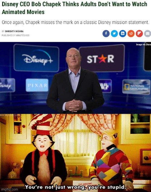 2022 is a crappy year for animation | image tagged in disney,cat in the hat,animation,you're not just wrong your stupid,memes | made w/ Imgflip meme maker
