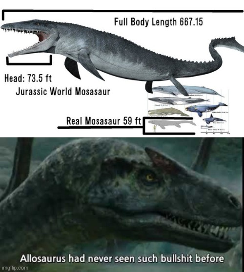 IT'S KAIJU SIZED | image tagged in allosaurus has never seen such | made w/ Imgflip meme maker