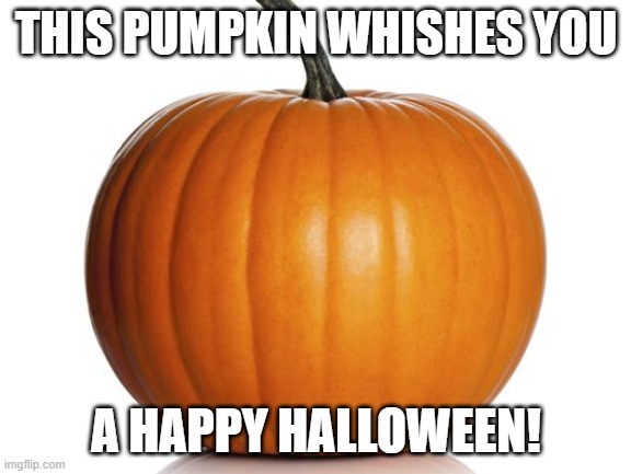 This pumpkin has a message to tell | THIS PUMPKIN WHISHES YOU; A HAPPY HALLOWEEN! | image tagged in pumpkin | made w/ Imgflip meme maker