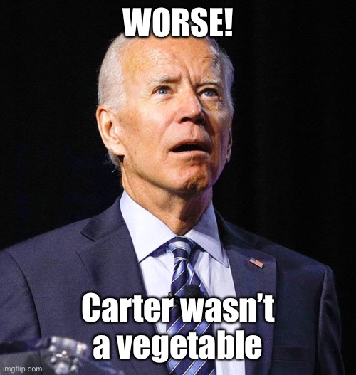 Joe Biden | WORSE! Carter wasn’t a vegetable | image tagged in joe biden | made w/ Imgflip meme maker