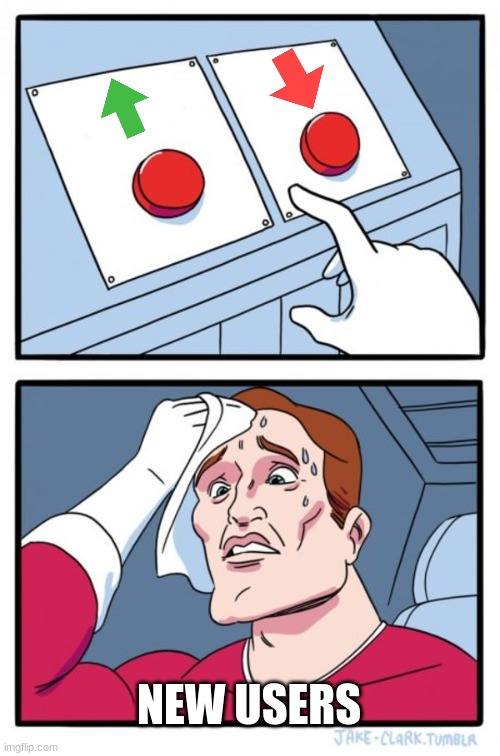 I am really trying | NEW USERS | image tagged in memes,two buttons | made w/ Imgflip meme maker