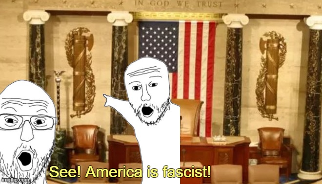 title | See! America is fascist! | image tagged in rmk,average internet leftist | made w/ Imgflip meme maker