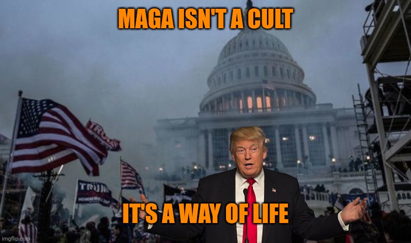 misconstrued coup | MAGA ISN'T A CULT IT'S A WAY OF LIFE | image tagged in misconstrued coup | made w/ Imgflip meme maker