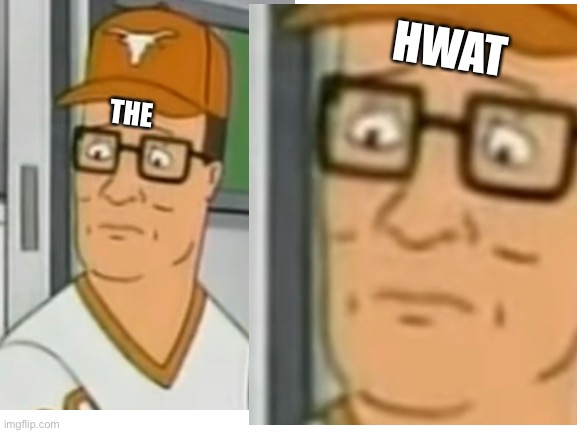 You said…hwat now? | HWAT; THE | image tagged in king of the hill | made w/ Imgflip meme maker