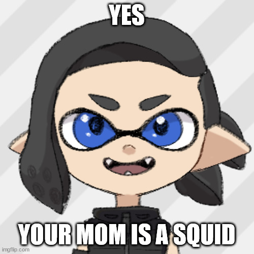 splitza | YES YOUR MOM IS A SQUID | image tagged in splitza | made w/ Imgflip meme maker