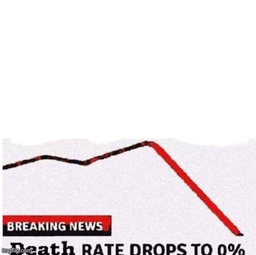 Death rate drops to 0% | image tagged in death rate drops to 0 | made w/ Imgflip meme maker