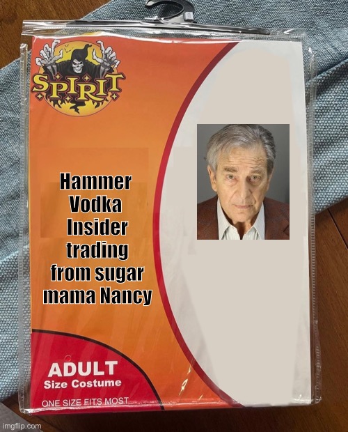 Spirit Halloween | Hammer 
Vodka 
Insider trading from sugar mama Nancy | image tagged in spirit halloween,nancy pelosi | made w/ Imgflip meme maker
