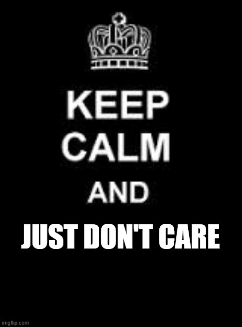 Keep calm blank | JUST DON'T CARE | image tagged in keep calm blank | made w/ Imgflip meme maker