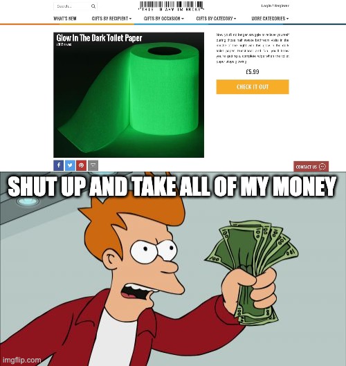 Now I can go to the bathroom at night | SHUT UP AND TAKE ALL OF MY MONEY | image tagged in memes,shut up and take my money,invest,toilet paper,funny | made w/ Imgflip meme maker