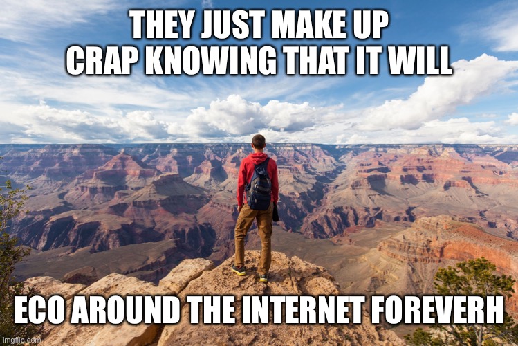 echo chamber | THEY JUST MAKE UP CRAP KNOWING THAT IT WILL ECO AROUND THE INTERNET FOREVERH | image tagged in echo chamber | made w/ Imgflip meme maker