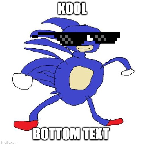 Sanic | KOOL; BOTTOM TEXT | image tagged in sanic,sonic the hedgehog,bottom text | made w/ Imgflip meme maker