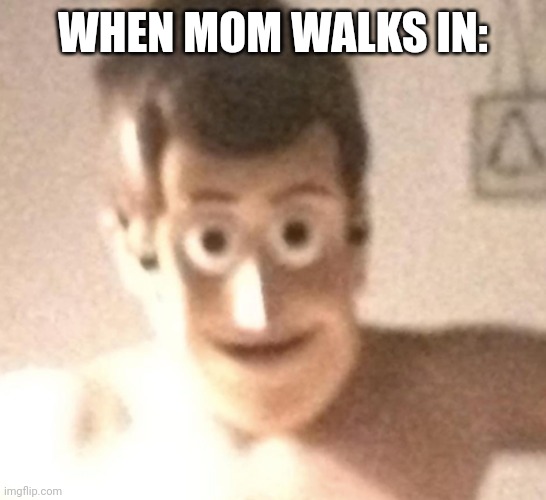 When she walks in: | WHEN MOM WALKS IN: | image tagged in mom,woody | made w/ Imgflip meme maker