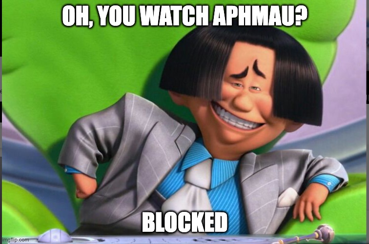 O’Hare Smiling | OH, YOU WATCH APHMAU? BLOCKED | image tagged in o hare smiling | made w/ Imgflip meme maker